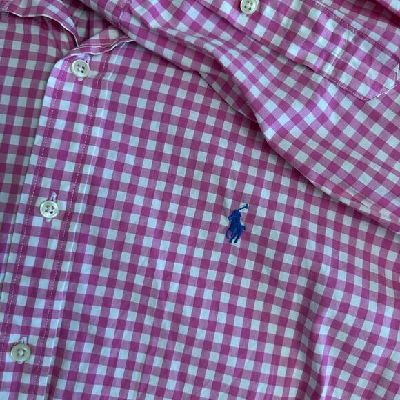 Ralph Lauren Custom Fit Pink Gingham Button-Down Shirt Men’s XL - Picture 7 of 7